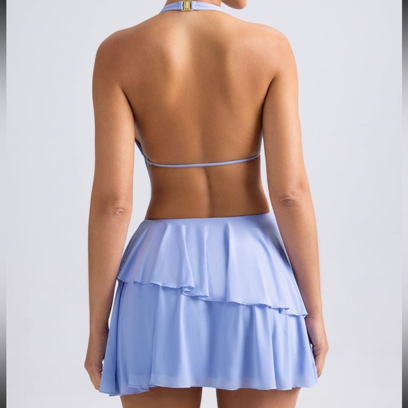 Oh Polly Halterneck Cut-Out Mini Dress Periwinkle Blue - Picture 2 of 11